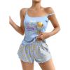 Ekouaer Womens Cami Pajama Sets 2 Piece Cute Print Pjs Soft Tank Top & Elastic Waist Shorts Camisole Lounge Set(Light Blue Teddy)