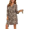 Ekouaer Women‘s Robes Lightweight 3/4 Sleeve Short Knit Bathrobe Soft Knee Length Sleepwear Robes with Pockets S-XXL(Leopard Apricot)