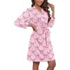 Ekouaer Women‘s Robes Lightweight 3/4 Sleeve Short Knit Bathrobe Soft Knee Length Sleepwear Robes with Pockets S-XXL(Pink Bow)
