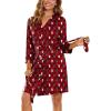 Ekouaer Women‘s Robes Lightweight 3/4 Sleeve Short Knit Bathrobe Soft Knee Length Sleepwear Robes with Pockets S-XXL(Teddy Bear Red Christmas)