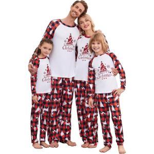 Ekouaer Christmas Pajamas for Family Matching Sets Long Sleeve Xmas Pj Set Soft Holiday Sleepwear S-XXL(Pat11-plaid)