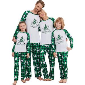 Ekouaer Christmas Pajamas for Family Matching Sets Long Sleeve Xmas Pj Set Soft Holiday Sleepwear S-XXL(Pat12-plaid)