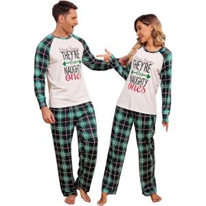 Ekouaer Christmas Pajamas for Family Matching Sets Long Sleeve Xmas Pj Set Soft Holiday Sleepwear S-XXL(Pat7-plaid)