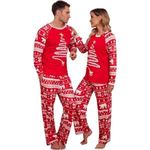 Ekouaer Christmas Pajamas for Family Matching Sets Long Sleeve Xmas Pj Set Soft Holiday Sleepwear S-XXL(Pat8-plaid)