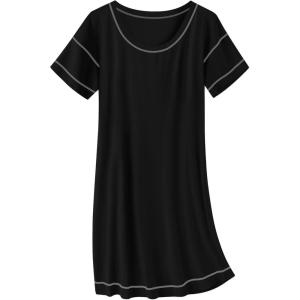 Ekouaer Cotton Nightgowns for Women Oversized Sleepshirt Tshirt Night Gown Short Sleeve Night Shirt Casual Soft Sleepwear(Black)