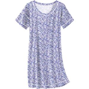 Ekouaer Cotton Nightgowns for Women Oversized Sleepshirt Tshirt Night Gown Short Sleeve Night Shirt Casual Soft Sleepwear(Floral Purple)