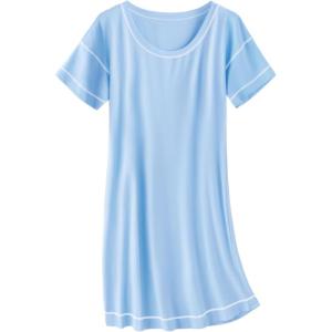 Ekouaer Cotton Nightgowns for Women Oversized Sleepshirt Tshirt Night Gown Short Sleeve Night Shirt Casual Soft Sleepwear(Light Blue)
