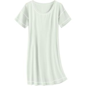 Ekouaer Cotton Nightgowns for Women Oversized Sleepshirt Tshirt Night Gown Short Sleeve Night Shirt Casual Soft Sleepwear(Light Green)