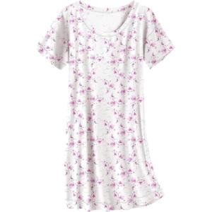 Ekouaer Cotton Nightgowns for Women Oversized Sleepshirt Tshirt Night Gown Short Sleeve Night Shirt Casual Soft Sleepwear(Light Pink Floral)