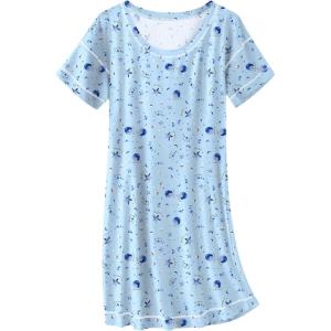 Ekouaer Cotton Nightgowns for Women Oversized Sleepshirt Tshirt Night Gown Short Sleeve Night Shirt Casual Soft Sleepwear(Moon Star)