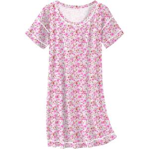 Ekouaer Cotton Nightgowns for Women Oversized Sleepshirt Tshirt Night Gown Short Sleeve Night Shirt Casual Soft Sleepwear(Pink Floral)