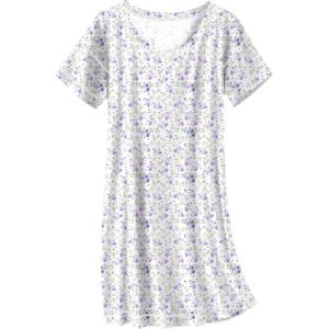Ekouaer Cotton Nightgowns for Women Oversized Sleepshirt Tshirt Night Gown Short Sleeve Night Shirt Casual Soft Sleepwear(Purple Green Floral)