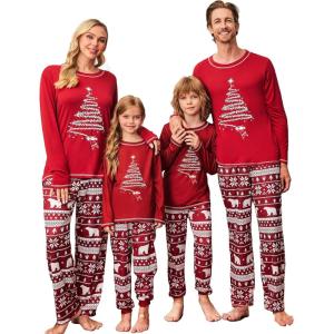 Ekouaer Matching Family Sets Christmas Pajamas Set Xmas PJS Sleepwear Soft Christmas Matching Jammies(01 Red Santa Claus)