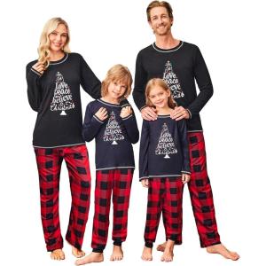 Ekouaer Matching Family Sets Christmas Pajamas Set Xmas PJS Sleepwear Soft Christmas Matching Jammies(Christmas Tree Plaid)