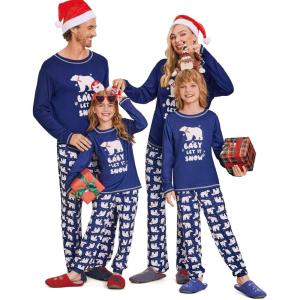 Ekouaer Matching Family Sets Christmas Pajamas Set Xmas PJS Sleepwear Soft Christmas Matching Jammies(Navy Polar Bear)