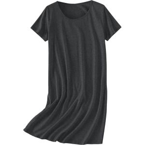Ekouaer Nightgowns for Women Cotton Sleepshirts Short Sleeve Nightshirt Tshirt Night Gown Casual Sleepdress Comfy Nightdress(Dark Grey)