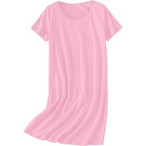 Ekouaer Nightgowns for Women Cotton Sleepshirts Short Sleeve Nightshirt Tshirt Night Gown Casual Sleepdress Comfy Nightdress(Light Pink)
