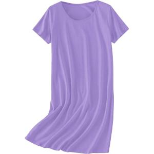 Ekouaer Nightgowns for Women Cotton Sleepshirts Short Sleeve Nightshirt Tshirt Night Gown Casual Sleepdress Comfy Nightdress(Lilac)