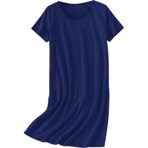 Ekouaer Nightgowns for Women Cotton Sleepshirts Short Sleeve Nightshirt Tshirt Night Gown Casual Sleepdress Comfy Nightdress(Navy Blue)