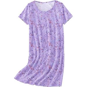 Ekouaer Nightgowns for Women Cotton Sleepshirts Short Sleeve Nightshirt Tshirt Night Gown Casual Sleepdress Comfy Nightdress(Purple Star)