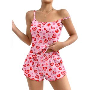 Ekouaer Womens Cami Pajama Sets 2 Piece Cute Print Pjs Soft Tank Top & Elastic Waist Shorts Camisole Lounge Set(Pink Leopard)