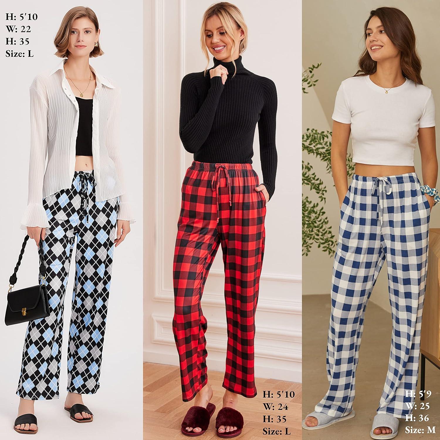 imageEkouaer Womens 2 Pack Lounge Pants Comfy Pajama Pants Plaid Pajama Bottoms with Pockets Drawstring Pj Bottoms Pants2 Packset 7