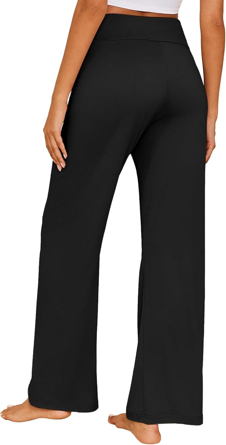 imageEkouaer Womens Pajama Pants Wide Leg Yoga Pants Lounge Drawstring Pants Comfy Stretch Plaid Pj BottomsBlack