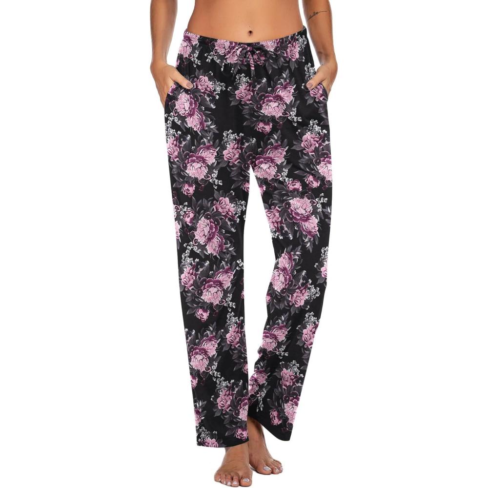 imageEkouaer Women Pajama Pants Comfy Pj Bottom with Pockets Stretch Plaid SleepwearBprint 19