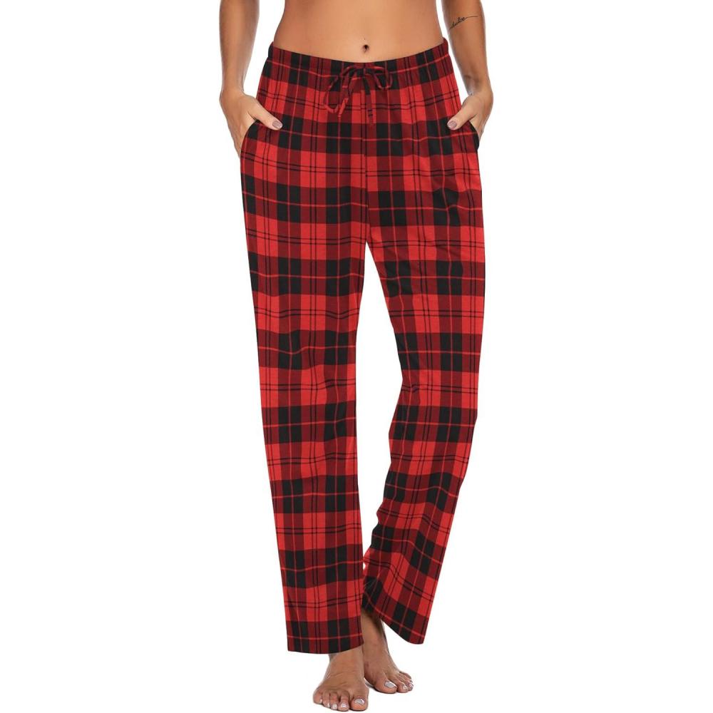 imageEkouaer Women Pajama Pants Comfy Pj Bottom with Pockets Stretch Plaid SleepwearPlaid 6