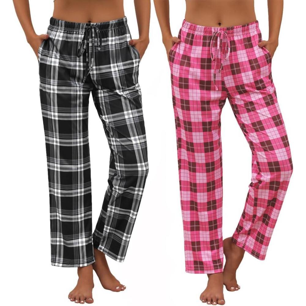 imageEkouaer Womens 2 Pack Lounge Pants Comfy Pajama Pants Plaid Pajama Bottoms with Pockets Drawstring Pj Bottoms Pants2 Packset 17