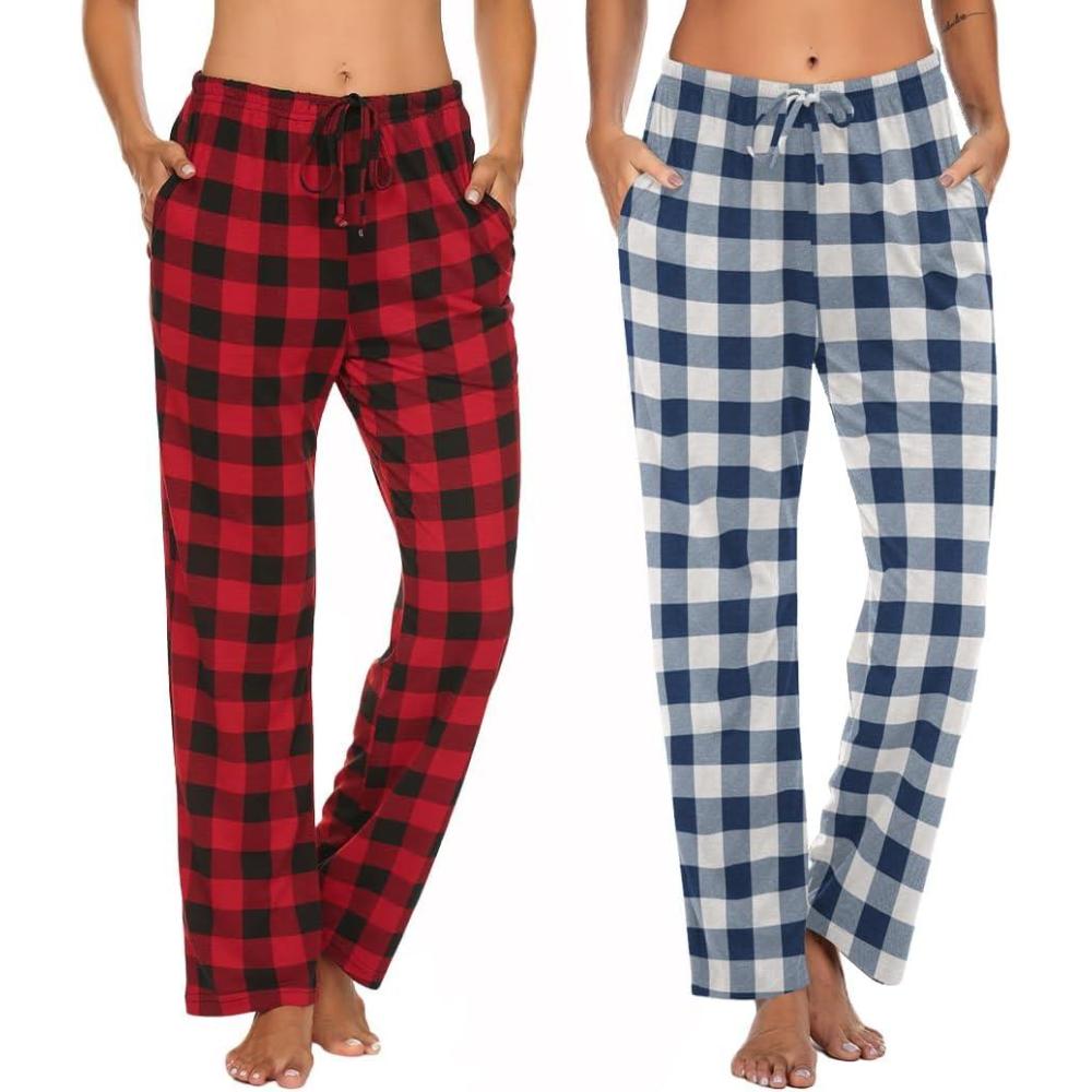 imageEkouaer Womens 2 Pack Lounge Pants Comfy Pajama Pants Plaid Pajama Bottoms with Pockets Drawstring Pj Bottoms Pants2 Packset 3