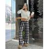 Ekouaer Pajama Pants Women Soft Casual Lounge Pajama Bottoms Comfy Stretch Sleep Pants Wide Leg Pj Bottoms with Pockets(Black White Plaid)
