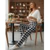 Ekouaer Pajama Pants Women Soft Casual Lounge Pajama Bottoms Comfy Stretch Sleep Pants Wide Leg Pj Bottoms with Pockets(Black White Plaid)
