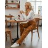 Ekouaer Pajama Pants Women Soft Casual Lounge Pajama Bottoms Comfy Stretch Sleep Pants Wide Leg Pj Bottoms with Pockets(Brown Teddy)