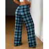 Ekouaer Women Pajama Pants Comfy Pj Bottom with Pockets Stretch Plaid Sleepwear(Black and Peacock Blue Plaid)