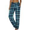 Ekouaer Women Pajama Pants Comfy Pj Bottom with Pockets Stretch Plaid Sleepwear(Black and Peacock Blue Plaid)