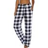 Ekouaer Women Pajama Pants Comfy Pj Bottom with Pockets Stretch Plaid Sleepwear(Classic Black and White Plaid)