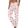 Ekouaer Women Pajama Pants Comfy Pj Bottom with Pockets Stretch Plaid Sleepwear(Love Teddy Bear)