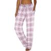 Ekouaer Women Pajama Pants Comfy Pj Bottom with Pockets Stretch Plaid Sleepwear(Pink and White Plaid)