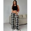 Ekouaer Women Pajama Pants Comfy Pj Bottom with Pockets Stretch Plaid Sleepwear(Plaid 4)