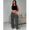 Ekouaer Women Pajama Pants Comfy Pj Bottom with Pockets Stretch Plaid Sleepwear(Pure Dark Grey)