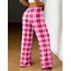 Ekouaer Women Pajama Pants Comfy Pj Bottom with Pockets Stretch Plaid Sleepwear(Rose Red and Black Plaid)