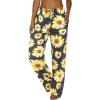 Ekouaer Women Pajama Pants Comfy Pj Bottom with Pockets Stretch Plaid Sleepwear(Sunflower Print)