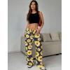 Ekouaer Women Pajama Pants Comfy Pj Bottom with Pockets Stretch Plaid Sleepwear(Sunflower Print)