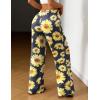 Ekouaer Women Pajama Pants Comfy Pj Bottom with Pockets Stretch Plaid Sleepwear(Sunflower Print)