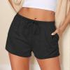 Ekouaer Women Pajama Shorts Comfy Lounge Bottom with Pockets Stretch Strip Sleepwear Drawstring Pj Bottoms Sleep Shorts(Black)