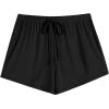 Ekouaer Women Pajama Shorts Comfy Lounge Bottom with Pockets Stretch Strip Sleepwear Drawstring Pj Bottoms Sleep Shorts(Black)