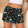 Ekouaer Women Pajama Shorts Comfy Lounge Bottom with Pockets Stretch Strip Sleepwear Drawstring Pj Bottoms Sleep Shorts(Black Butterfly)
