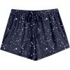 Ekouaer Women Pajama Shorts Comfy Lounge Bottom with Pockets Stretch Strip Sleepwear Drawstring Pj Bottoms Sleep Shorts(Navy Star)