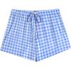 Ekouaer Women Pajama Shorts Comfy Lounge Bottom with Pockets Stretch Strip Sleepwear Drawstring Pj Bottoms Sleep Shorts(Small Blue White Plaid)